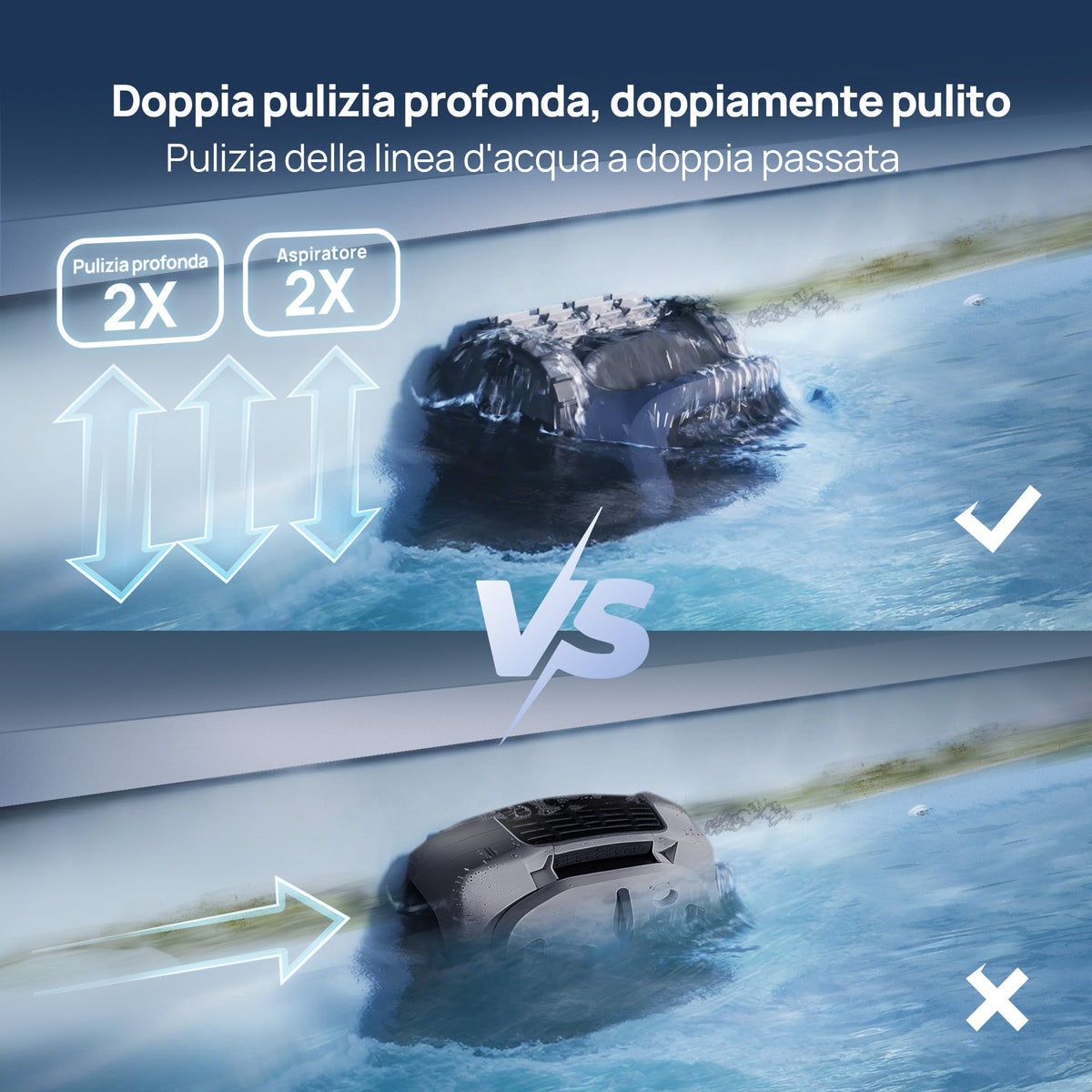Beatbot AquaSense 2 pulizia linea d'acqua a doppia passata