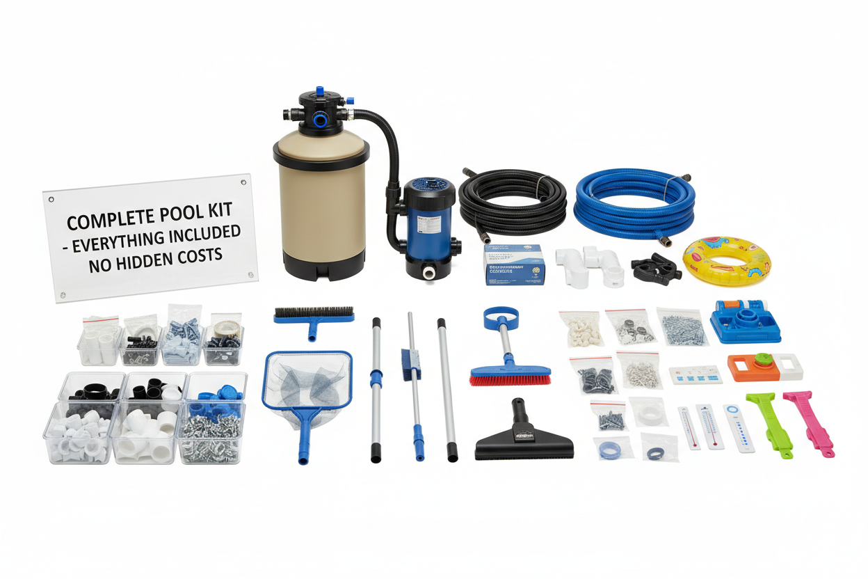 crea una immagine attinente a questa definizione: KIT COMPLETO

(equivalente alla sezione componenti del competitor, pagina 4, ma più netta)

Tutto ciò che ti serve è già incluso. Nessuna spesa extra.