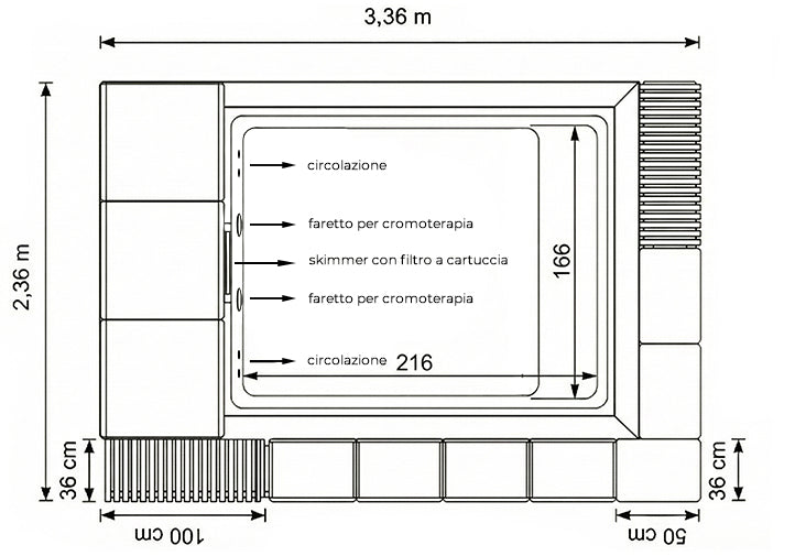 Piscina Fuori Terra di mt. 3,36x2,36 h.0,70cm Divanetti Esclusi